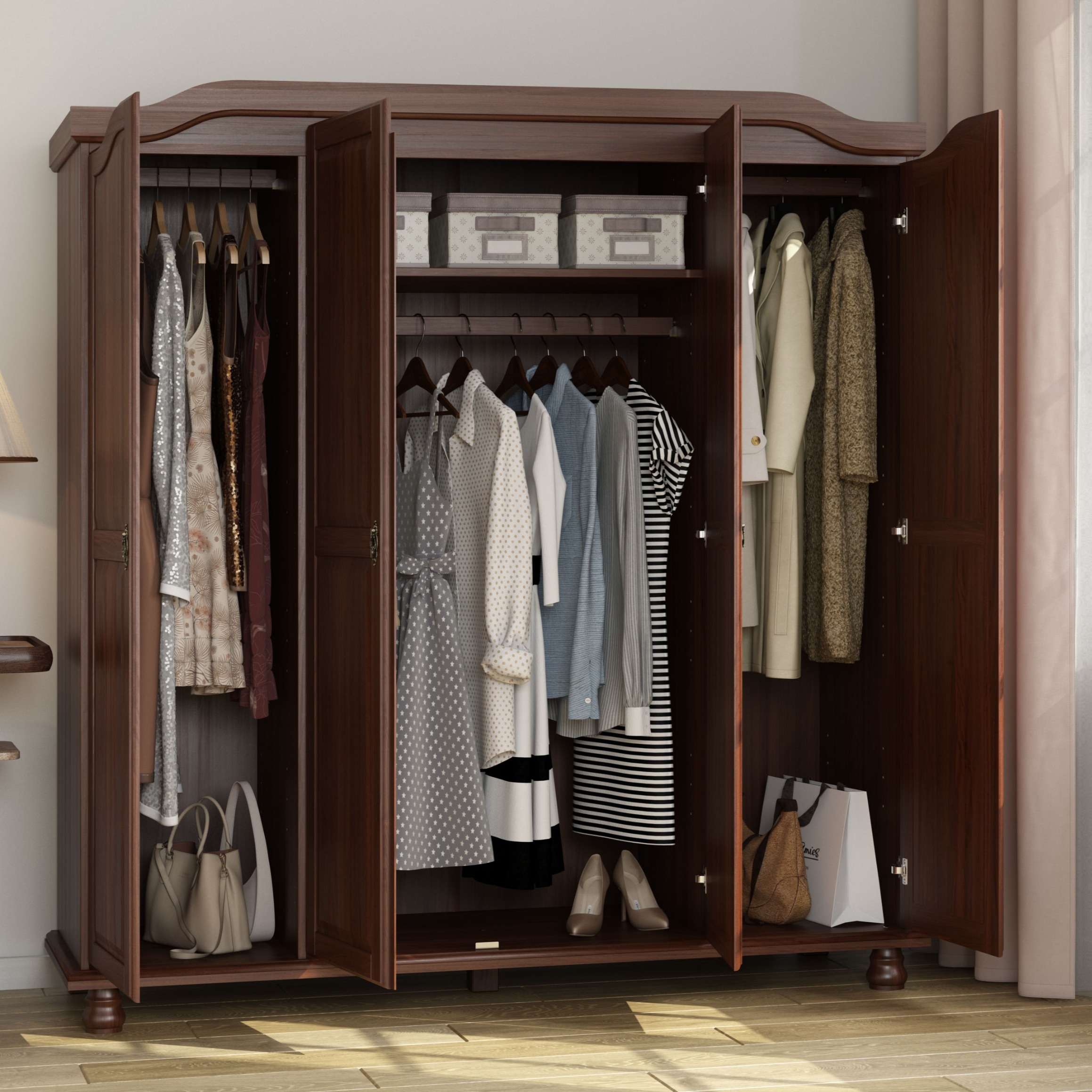 Kyle 100 Solid Wood 4 door Wardrobe Armoire armoire